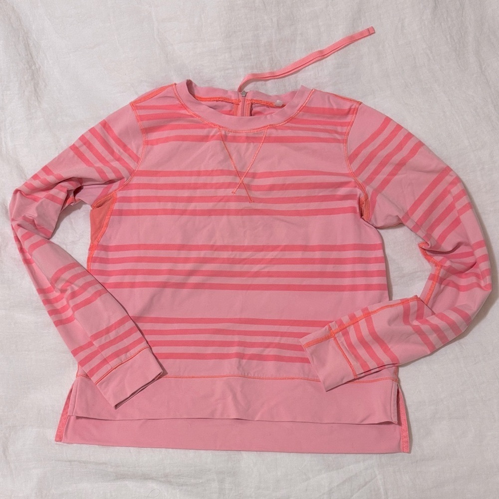 lululemon athletica Pink Striped Long Sleeve Swim Top